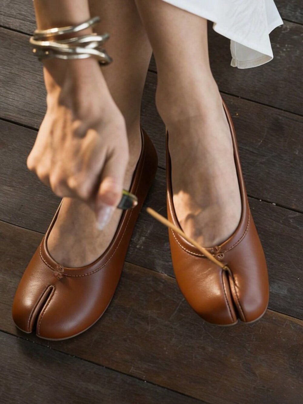 Brown Casual Women's Split Toe Shoes Flat